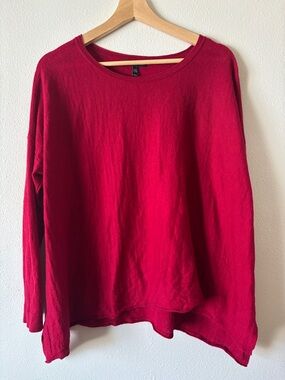 Eileen Fisher Lyocell Merino Wool Alpaca lightweight red sweater size medium
